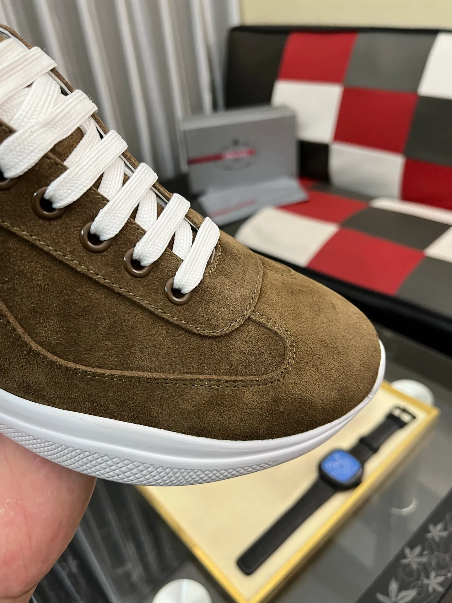 Men's shoes 💰400⌚️⌚️【PRADA】Prada casual shoes, originally developed 1:1, made of high-mercerized cowhide with imported cowhide, silk sheepskin lining, rubber outsole, comfortable and soft on the foot, size: 38-444️⃣Colors available